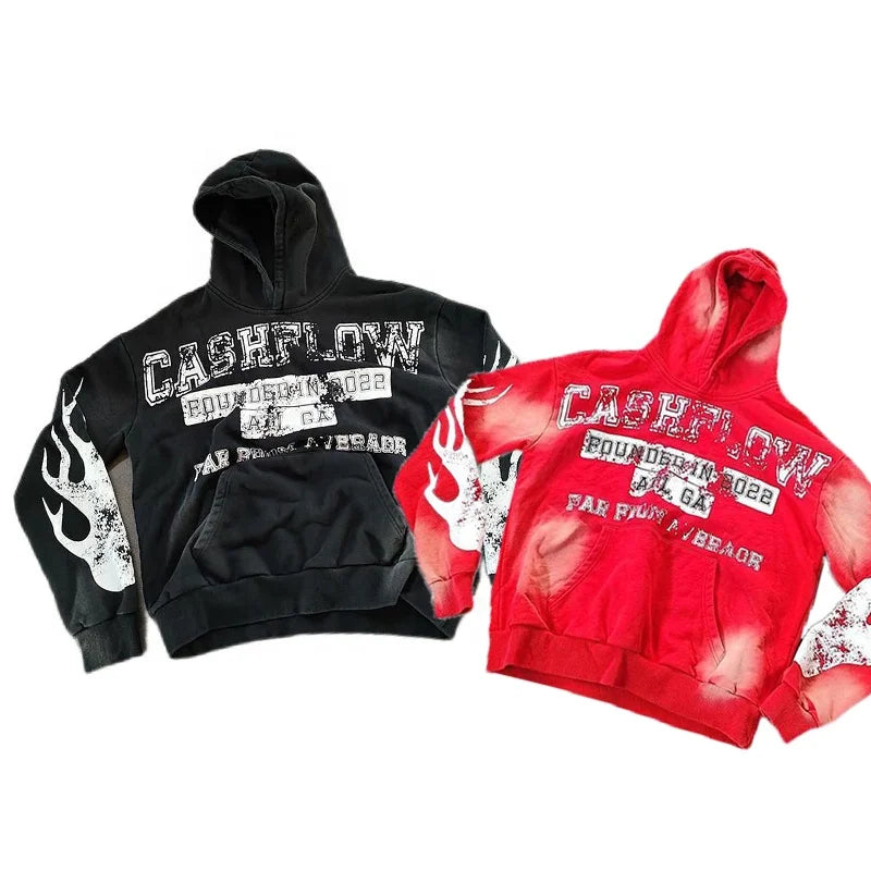 Custom Vintage Men Hoodies No String Oversized Pullover French Terry Cotton Acid Wash Hoodies for Men