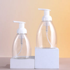 Hot Sales 250ml 350ml PET Mousse Foaming Pump Empty Plastic Facial Cleaning Bottles Cosmetics Creams Water Packaging