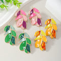 Women's Fashion Alloy Drop Earrings with Tropical Leaf Design New Oil Drip Enamel for Party or Wedding Accessories