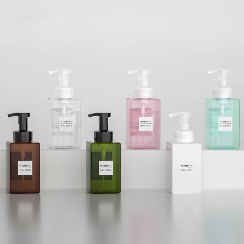 Fancy square Brown Plastic Foam Facial Cleanser Liquid Soap Bottles Cosmetic Hair Shampoo Foam Pump Bottles