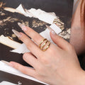 Chris Apri Fashion Jewelry in Stock 316L Stainless Steel PVD Gold Plated Exaggeration Finger Ring for Women