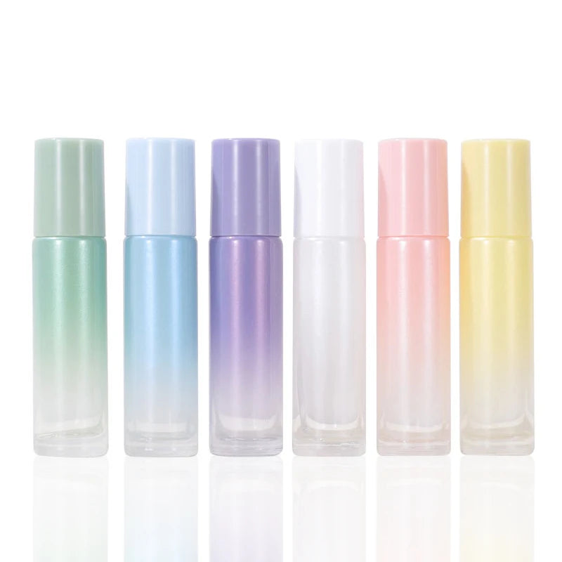 Luxury Travel Violet Blue Clear Perfume Essential Oil Deodorant Roller Cosmetic Packaging Rainbow Roll-on Glass 5ml 10ml Frosted