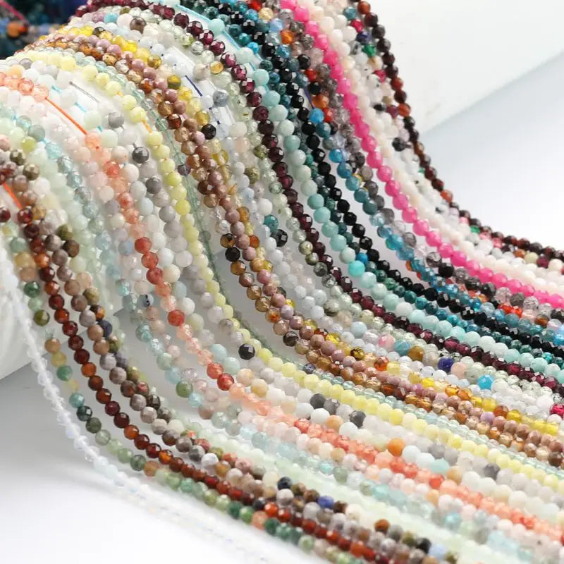 2 mm 3 mm DIY Jewelry Loose Beads Faceted Genuine Natural Gemstone Stone Cutting Loose Gemstone Strand Beads for Jewelry Making