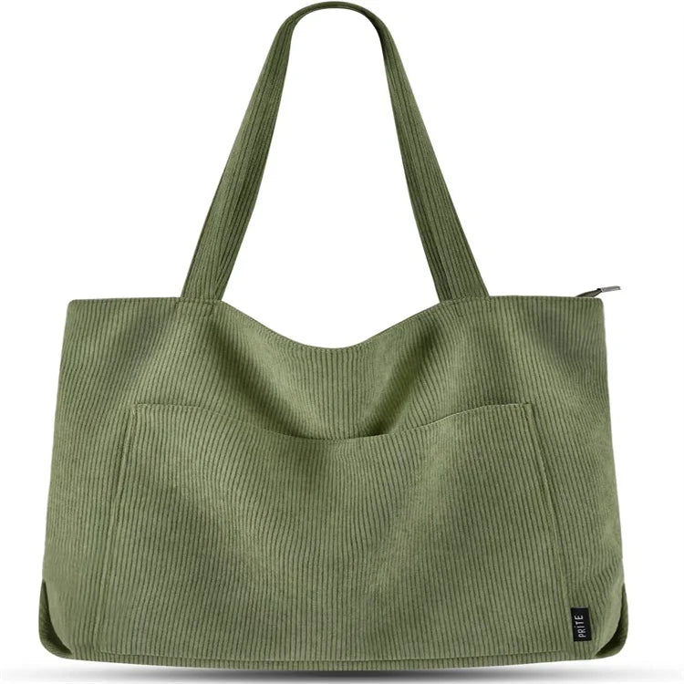 Large Capacity Tote Bag Set Corduroy Women's Shoulder Handbag Customized Teen College Women's Simple Handbag