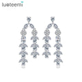 LUOTEEMI Cubic Zirconia Zircon Elegant Jewelry Earing Designer Woman Luxury Brand Long Tassel Drop Earrings