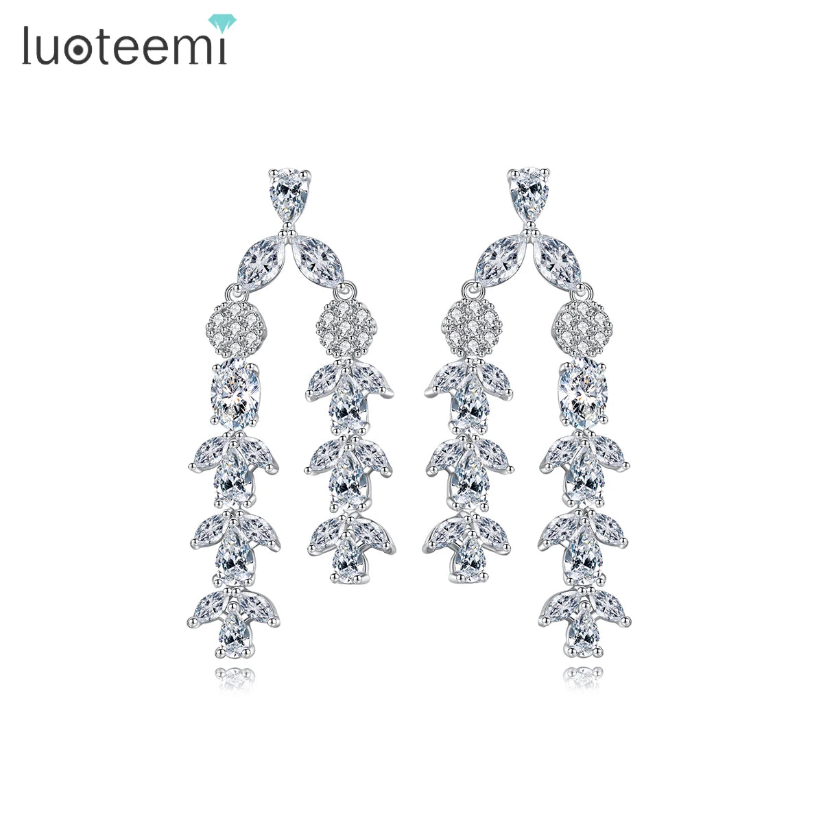 LUOTEEMI Cubic Zirconia Zircon Elegant Jewelry Earing Designer Woman Luxury Brand Long Tassel Drop Earrings