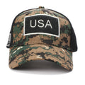 USA Embroidered Camouflage Velcro Baseball Cap US Flag Logo Sunscreen Breathable Mesh Trucker Hat