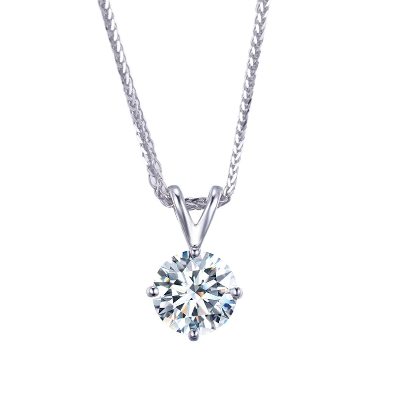 Messi Jewelry MSN-505 14K Gold Round Shape 2.3Ct E VS1 Classical Lab Diamond Necklace