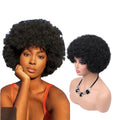 Short Afro Curly Brown Synthetic Wigs for Women Dark Brown Natural Daily Use Wig Heat Synthetic Fiber Lace Headband