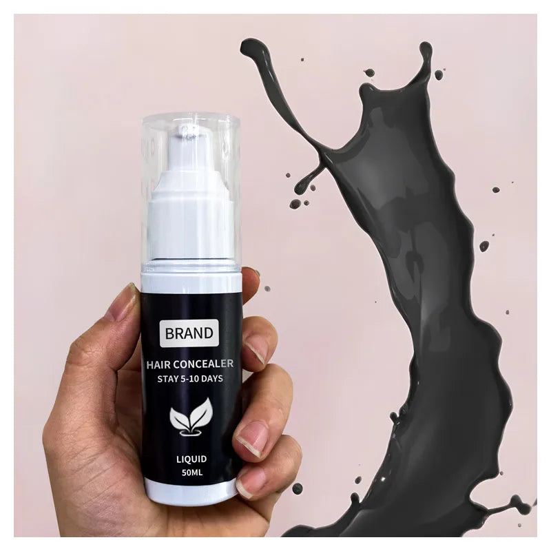 Custom CPSR Semi-Permanent 5 Days Liquid Thick Hair Concealer Gel Plant-Based Black Cover for Scalp Sparse Bald Root Plastic