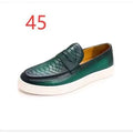 New Fashion Genuine Cowhide Leather Men's Casual Shoes Round-toe Trendy Slip-on Closure Walking Loafers Male Flat Shoes
