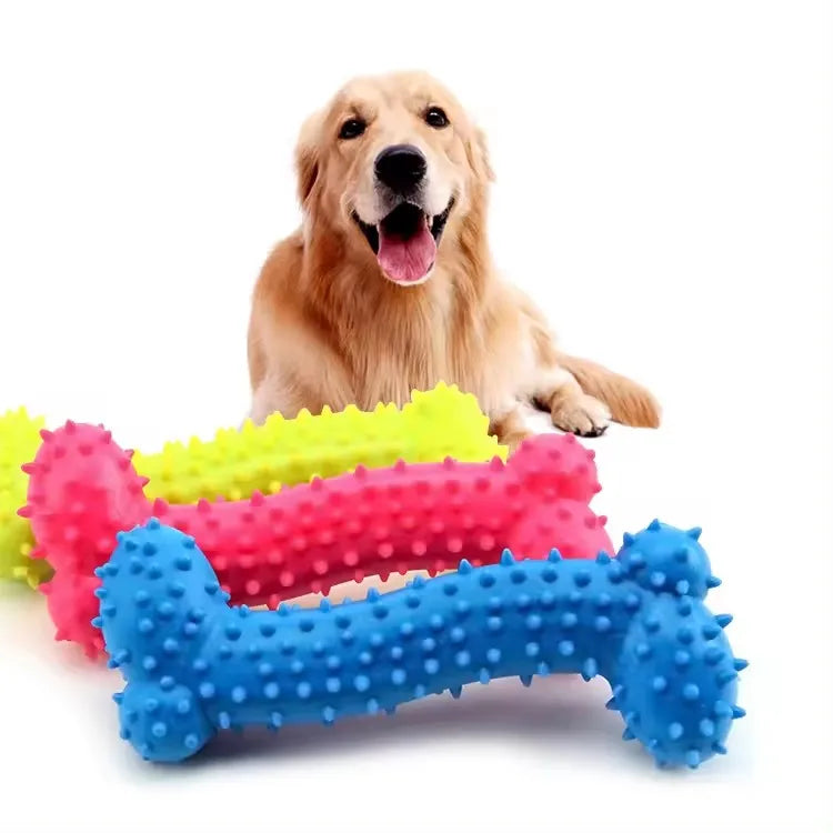 Durable Rubber Dog Chew Toys Squeaky Pet Bite Molar Tooth Toys for Large Small Dogs Outdoor Training Fun Puppy Cat Supplies