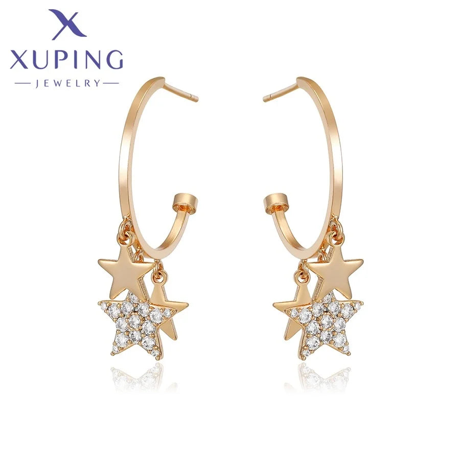 X000466020 XUPING Jewelry Wholesale 18K Gold Plated Fashion Hook Star Drop Pendant Women Earring