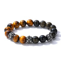 VEROMCA Hot Selling Women's Gold Obsidian Tiger Eye Crystal Men's Fashion Stainless Steel Bead Bracelet