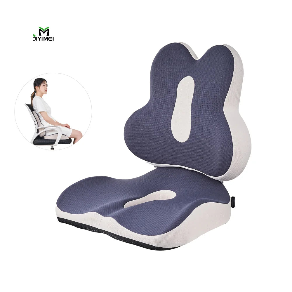 Jiyimei YM-C344 Office Chair Cushion Set 1-Memory Foam Sedentary Not Tired Buttock & Lumbar Protection Seat Cushion