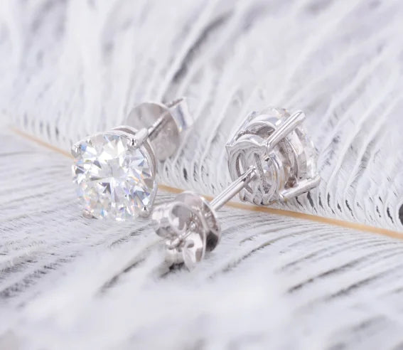 Fashion 18K/14k Yellow/White/Rose  Gold  Wholesale Moissanite  Stud Earrings Jewelry Women Cute Gift Party  Wedding Copper Box