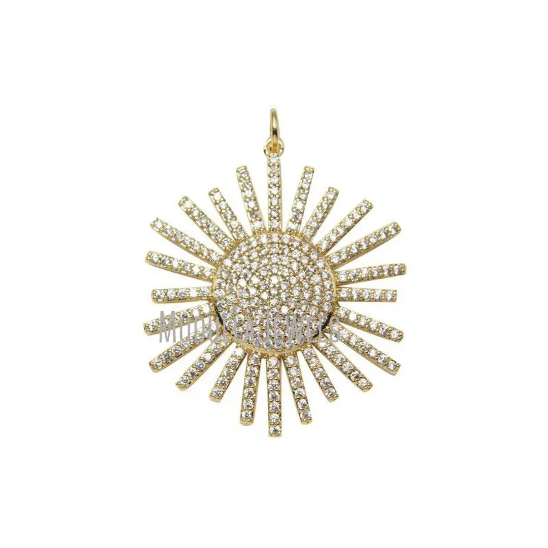 PM24460 Gold Plated Pendant Jewelry Cubic Zirconia Pendant Copper Jewelry Clear Gold Plated Cubic Zirconia Sun Pendant