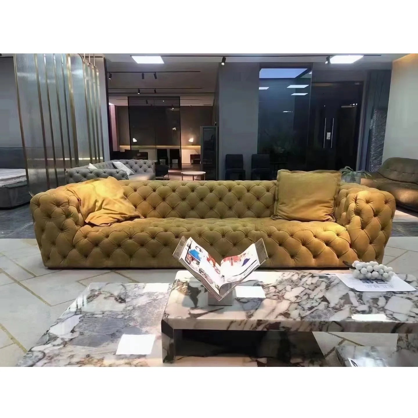 Chesterfield Style Comfort Sofa Set Furniture Modern Minimalist Italian Luxury Sectional Couch Fabric Leather Living Room Sofas