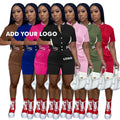 Wholesale MOQ 20 Custom Logo Casual Women Summer Short Sleeves Jacket Sets Two Piece Set Women Summer Clothing 2023 Shorts Set