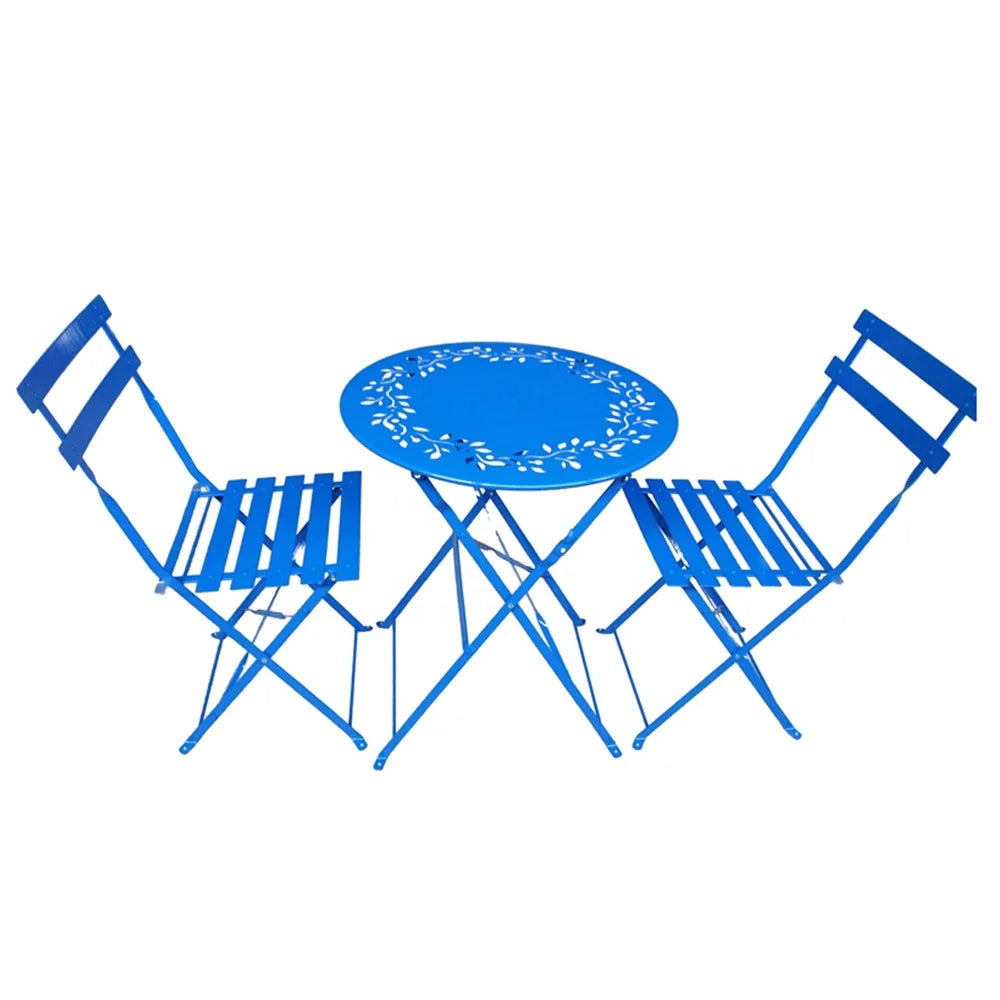 New Arrival Outdoor Floral Bistro Set Steel Folding Dining Table and Chairs for Garden Backyard Furniture