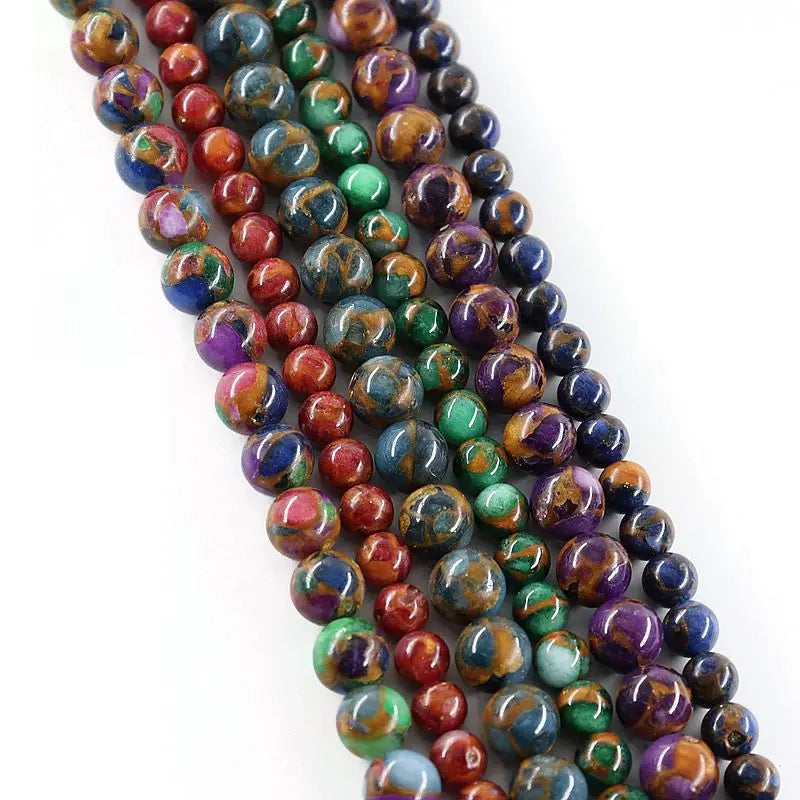 Special Design 15.5 Inch Mosaic Quartz Gemstone Loose Beads Smooth Stone Beads for Jewelry Making