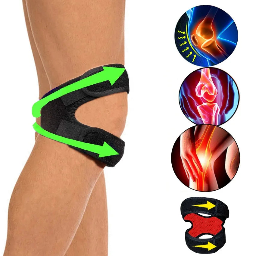 Adjustable Knee Brace (3D Silicone Insert) Patella Knee Strap for Running Knee Stabilizing Brace Support for Tendonitis HA01933