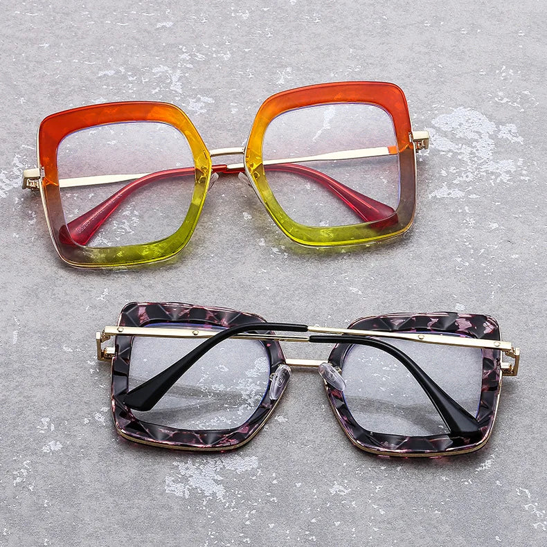 2023 New Year Glasses 2022 Bigger Oversized Frame Women with Anti Blue Light Lenses