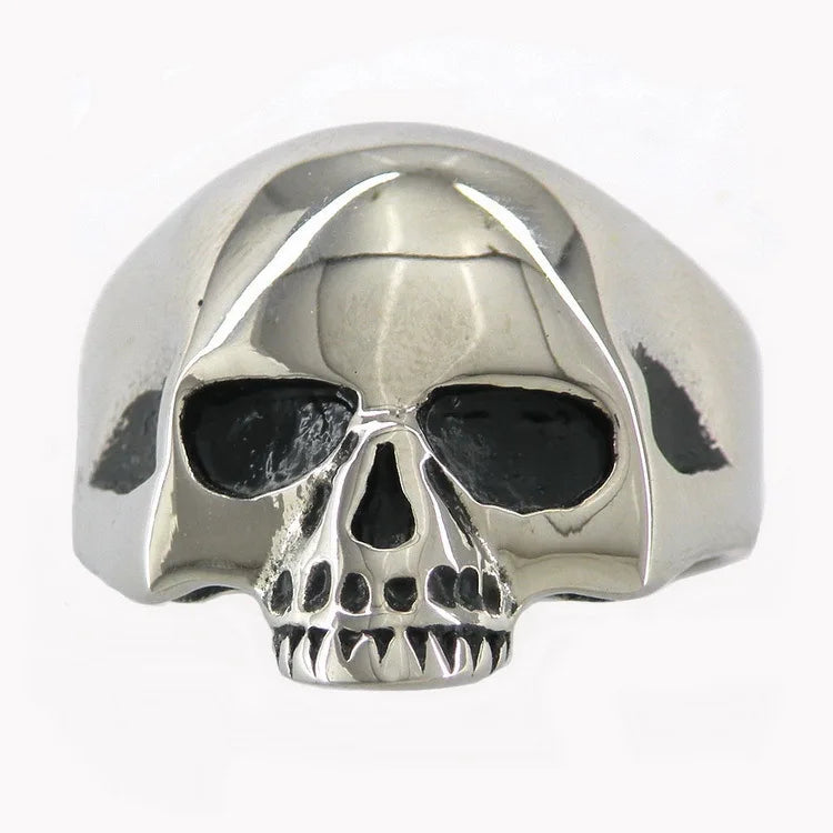 Wholesale Custom Vintage Punk Design Ring Stainless Steel Ring Skull Head Ghost Ring for Men's