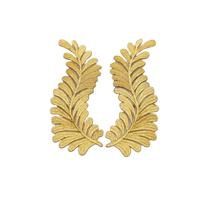 Diy Traditional Clothes Decorative Iron-on Patch Sticker Geometric Cloud Ethnic Dress Gold Silver Yarn Embroidery Applique Patch