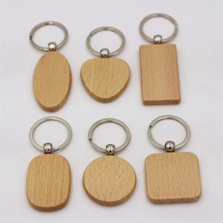 Wholesale Price Custom DIY Wood Key Ring Keyring Wooden Blank Key Chain