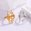 Cunyan 2025 Women's Unique Adjustable Star Shaped Gold Plated Stainless Steel Rings Fashionable Trendy Wholesale