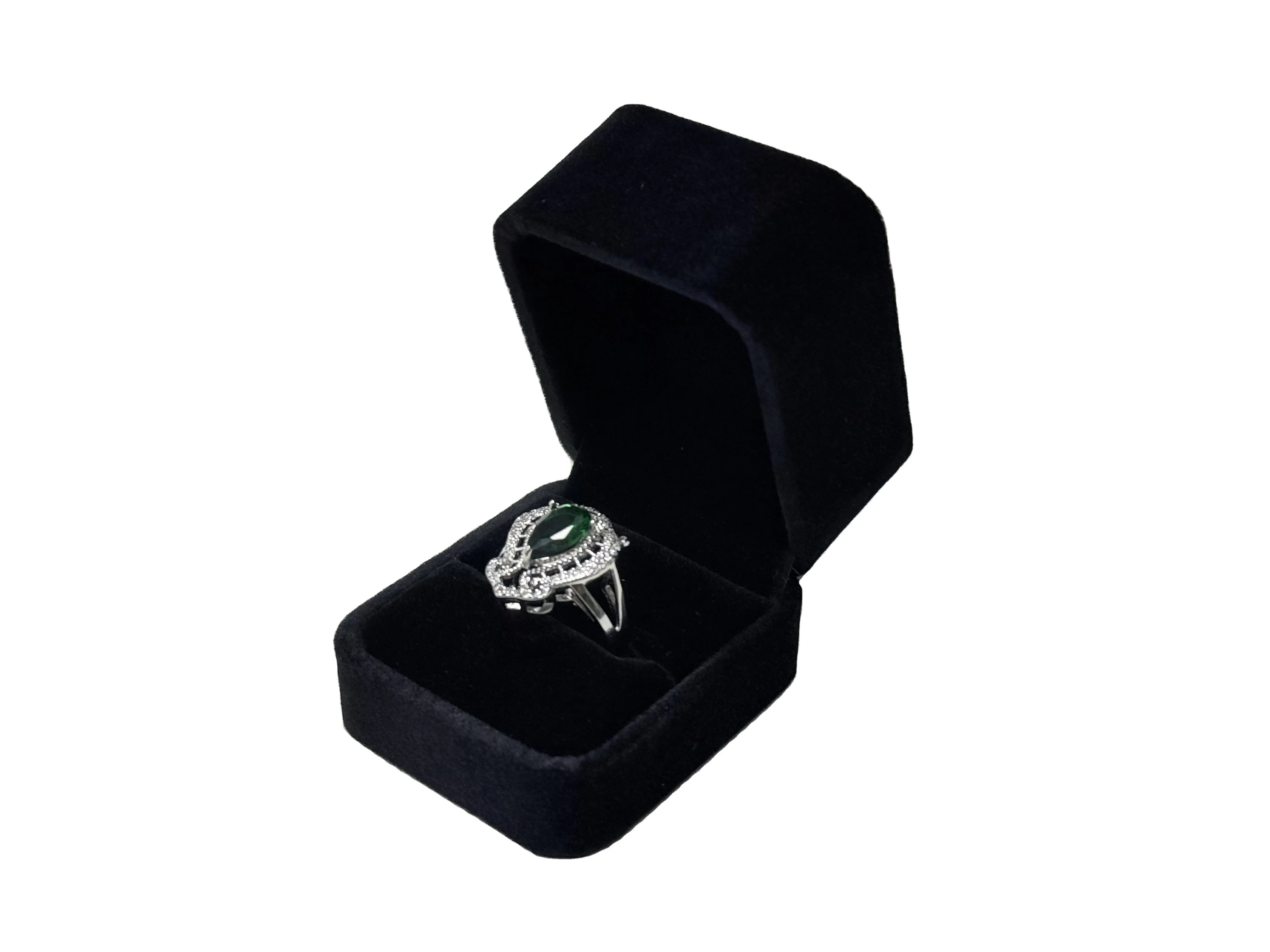 Stock Black Velvet Square Ring Box with Embossed Finish Customized Logo-Please Contact Customer Service