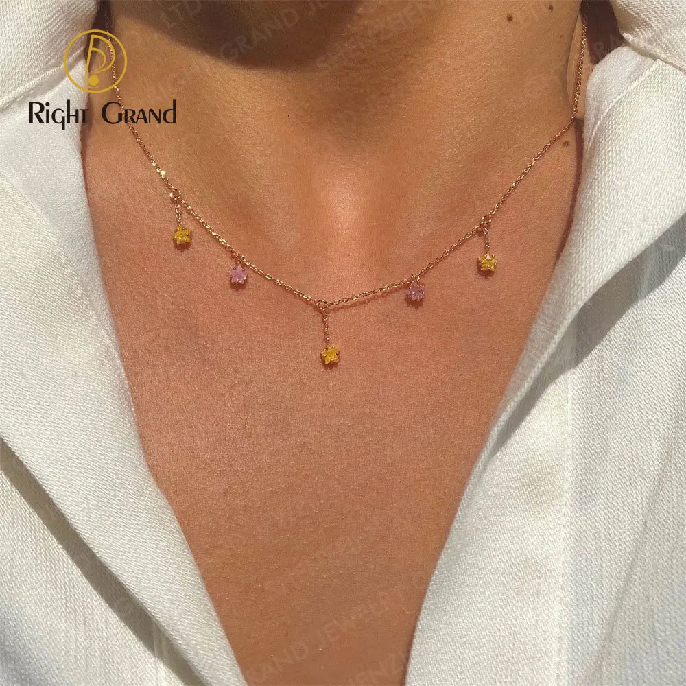 Fashion Five-pointed Star Necklace 18K Gold Non-fading Jewelry Ins Style Niche Design Clavicle Chain