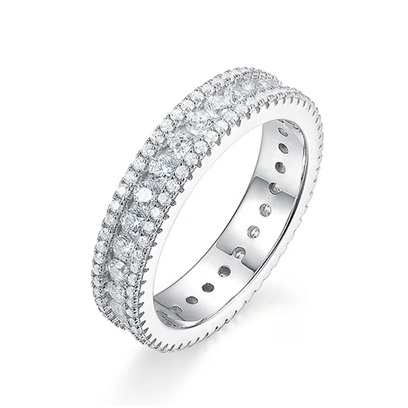 GR36 Hot Selling Fashion Ring Eternity Band CZ Zircon Ring Platinum Plated Trendy for Women 925 Silver Finger Rings Lady Jewelry