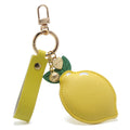 Lemon Key Chain PU Leather Fruit Keyring Key Fob Bag Strap Holder Metal Flower Charms Cotton Stuffing Keyholder Lemon Keychain
