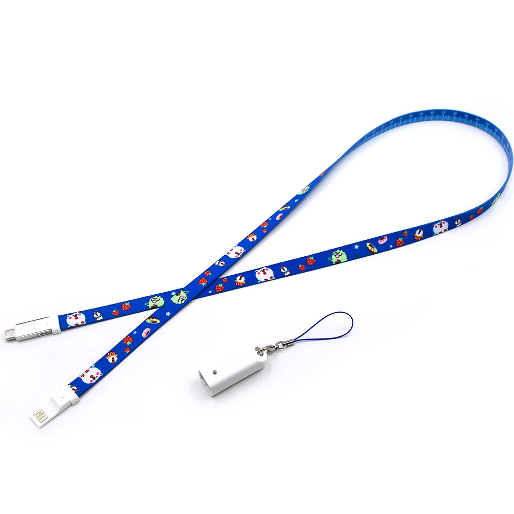 Innovative 3-in-1 Micro USB Type C Lanyard Smartphone Stand with Charging & Data Cable for Gift Promotion USB Gadget
