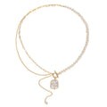 18k Gold Plated Natural Freshwater Pearl Necklace Square Baroque Pendant Patchwork Pearl Necklace