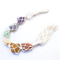 Wholesale Handmade Natural Irregular Chakra Raw Crystals Mix Stone Woven Car Hanging Decoration With Tassel