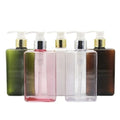 Square Lotion Pump Bottle PETG Shower Gel Shampoo Dispenser Gold Silver Electroplate Press Pump 300ml Empty Lotion Cream Bottles