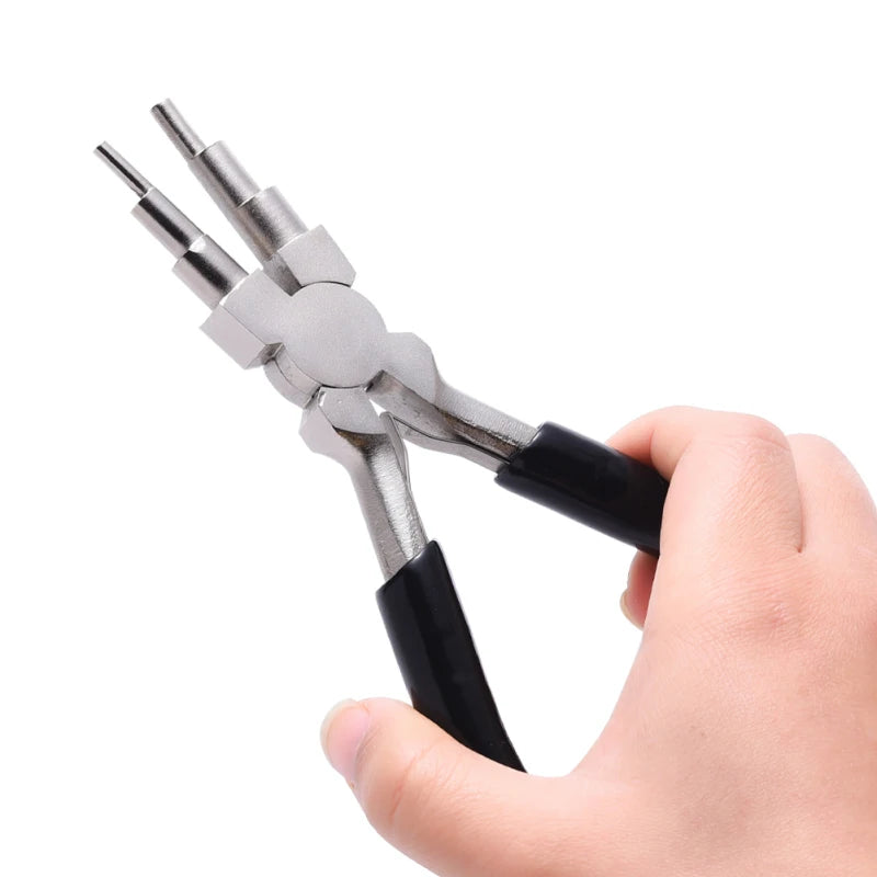 6-in-1 45# Carbon Steel DIY Bail Making Pliers 6-Step Multi-Size Wire Looping Forming Tool Sizes 3mm/4mm/6mm/7mm/8.5mm/9.5mm OEM