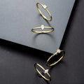 RUYI Fashion 14K Yellow Gold  Ring Women's Dainty Round Pear Princess Marquise Finger Ring Diamond-embedded Simple Jewelry Women