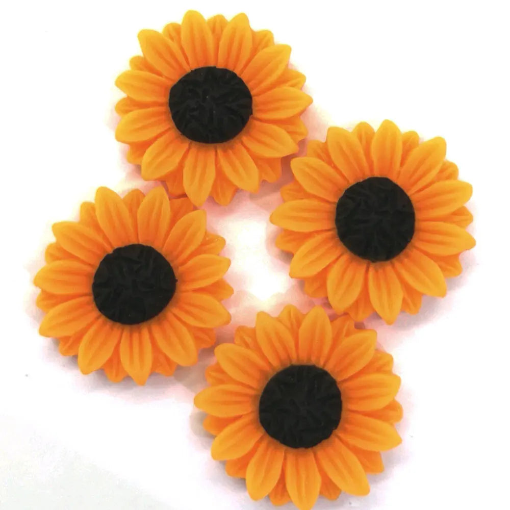 Sunflower Shaped Resin Cabochon Flat Back Beads Spacer for Handmade Craftwork Decoration Spacer Room Ornaments