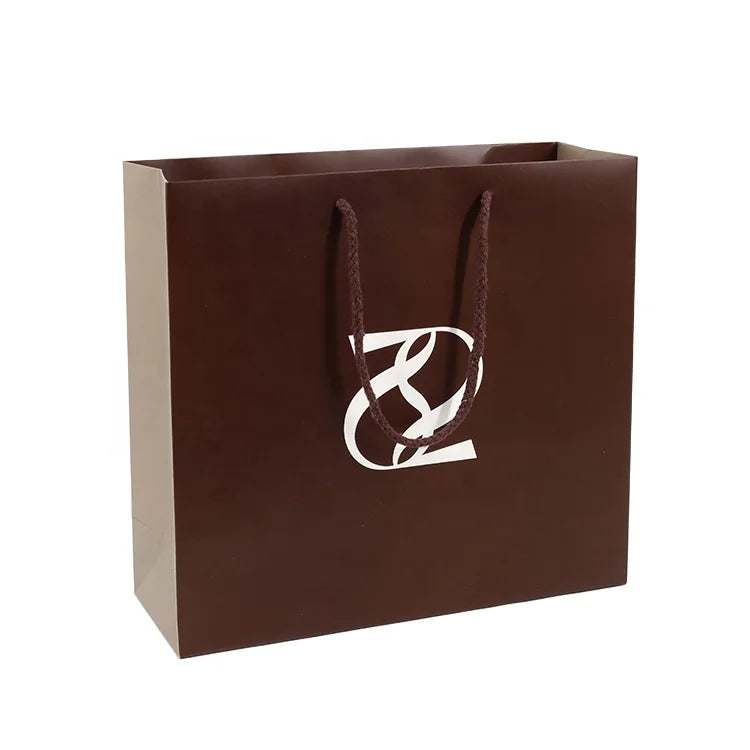 Eco Custom Made Printed Brown Flat Handle Take Away Packaging Kraft Paper Bag Carry Bag