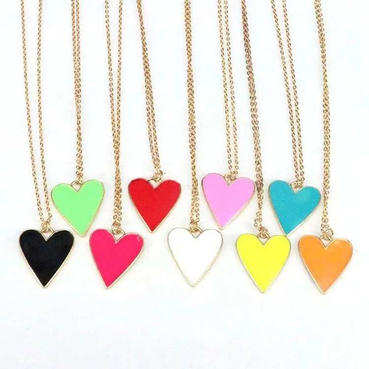 NM1056 2021 Fashion Spring Jewelry Gold Plated Enamel Love Heart Pendant Chain Necklace Valentine's Day Gift for Lover Mom