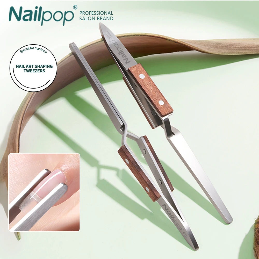 Nailpop Professional Multi-Function New Manicure Tool C Curve Nail Extension Clips Stainless Steel Shaping Tweezers False Nails