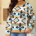 2025 Vintage Ladies' Round Neck O Pullover Sweater Crocheted with Geometric Aztec Pattern Acrylic Knitted Autumn Winter Style
