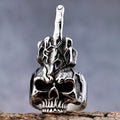 Rock Roll Biker Jewelry Stainless Steel Stempunk Index Skeleton Hand Middle Finger Skull Rings Size 7-13