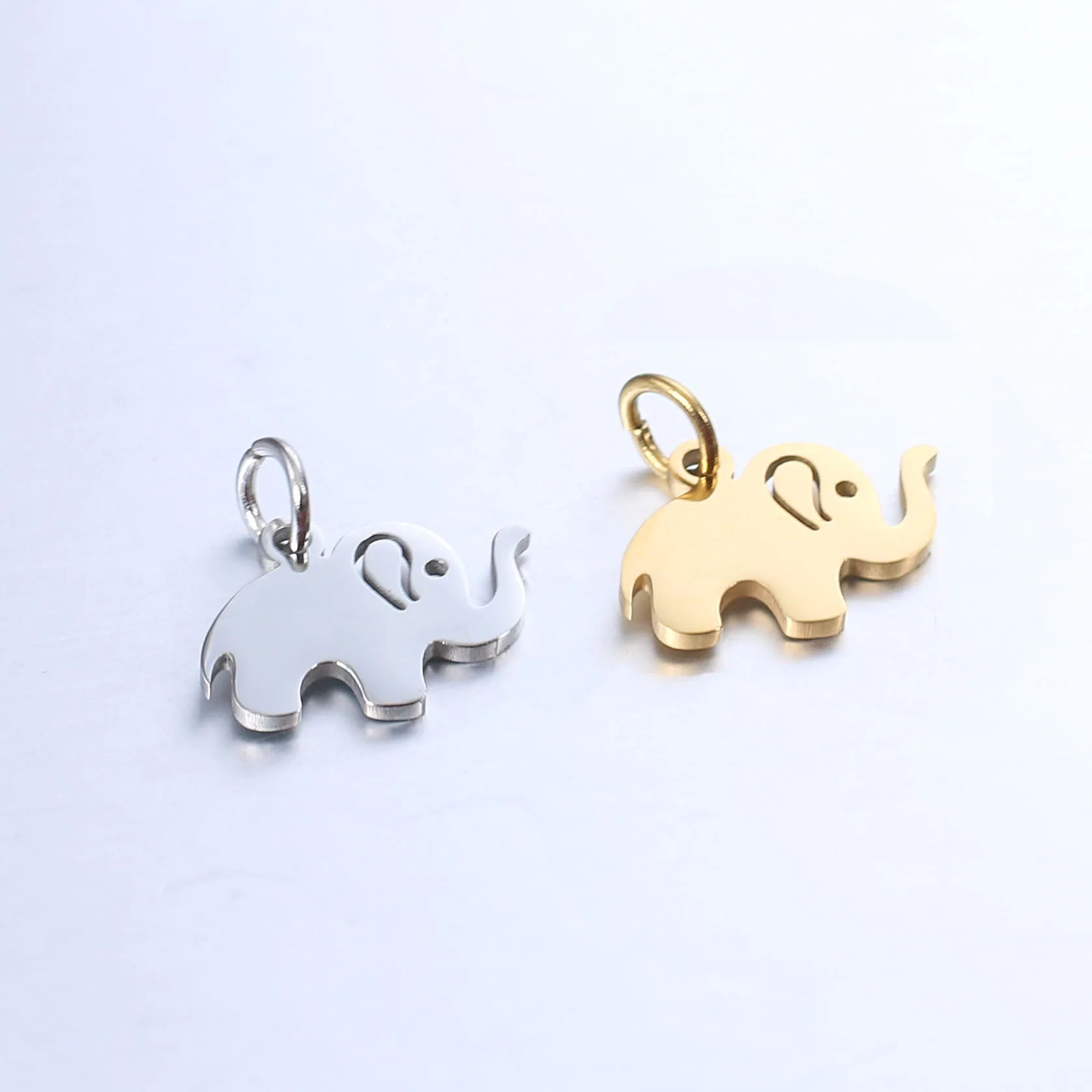 DIY Gold Plated Jewelry Pendant Spot Stainless Steel Mirror Polished Cute Animal Elephant Charm Pendant