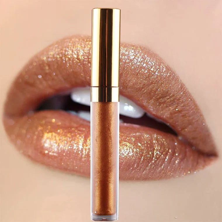 Custom logo Shimmer Lip Gloss 12 Colors Vegan Glittery Lip Gloss
