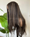 Brazilian Human Hair Wig Glueless Lace Wig Highlights Color Cuticle Aligned Unprocessed Raw Hair HD Swiss Lace Front Wig
